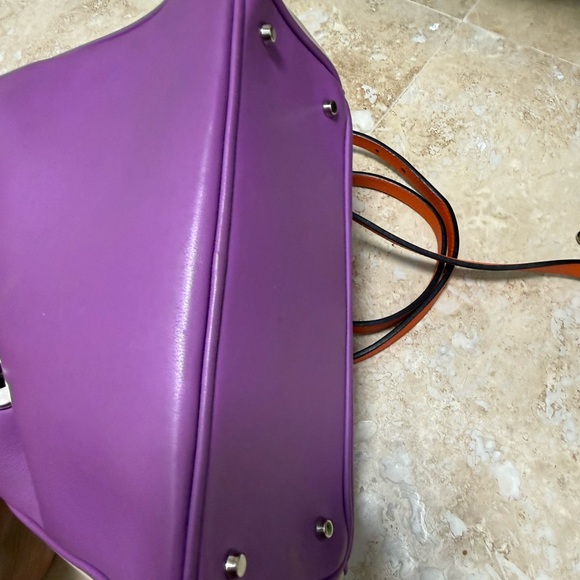 Dior Purple Leather Satchel with Orange Handles - Picture 4 of 5